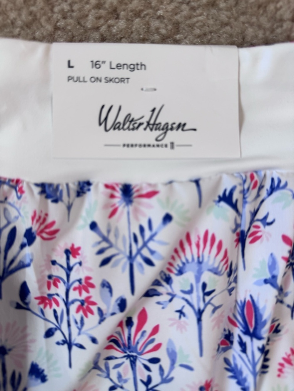 Walter Hagen White Mini Skort wNavy & Pink Floral Motif Tennis/Golf - Picture 6 of 8